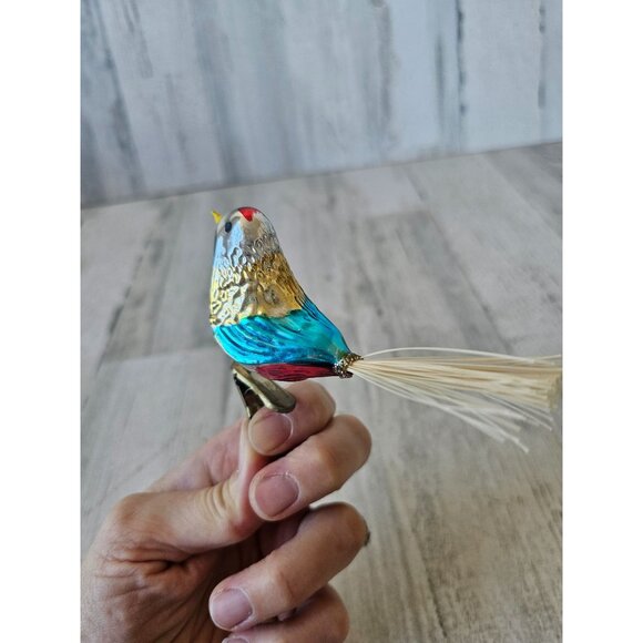 Antique Mercury glass bird clip ornament rainbow Xmas tree - Picture 5 of 8